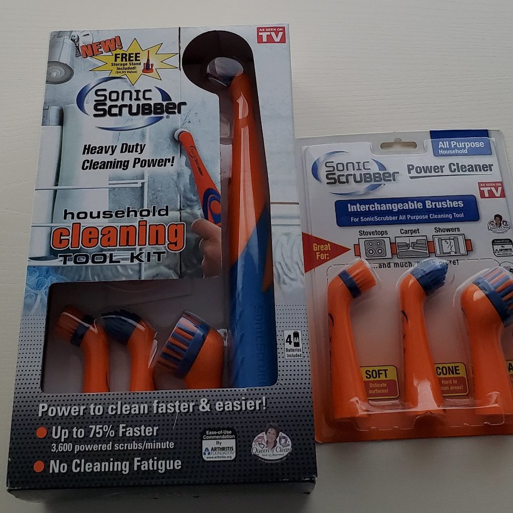 Sonic Scrubber House Cleaning Tool Kit + Brushes
